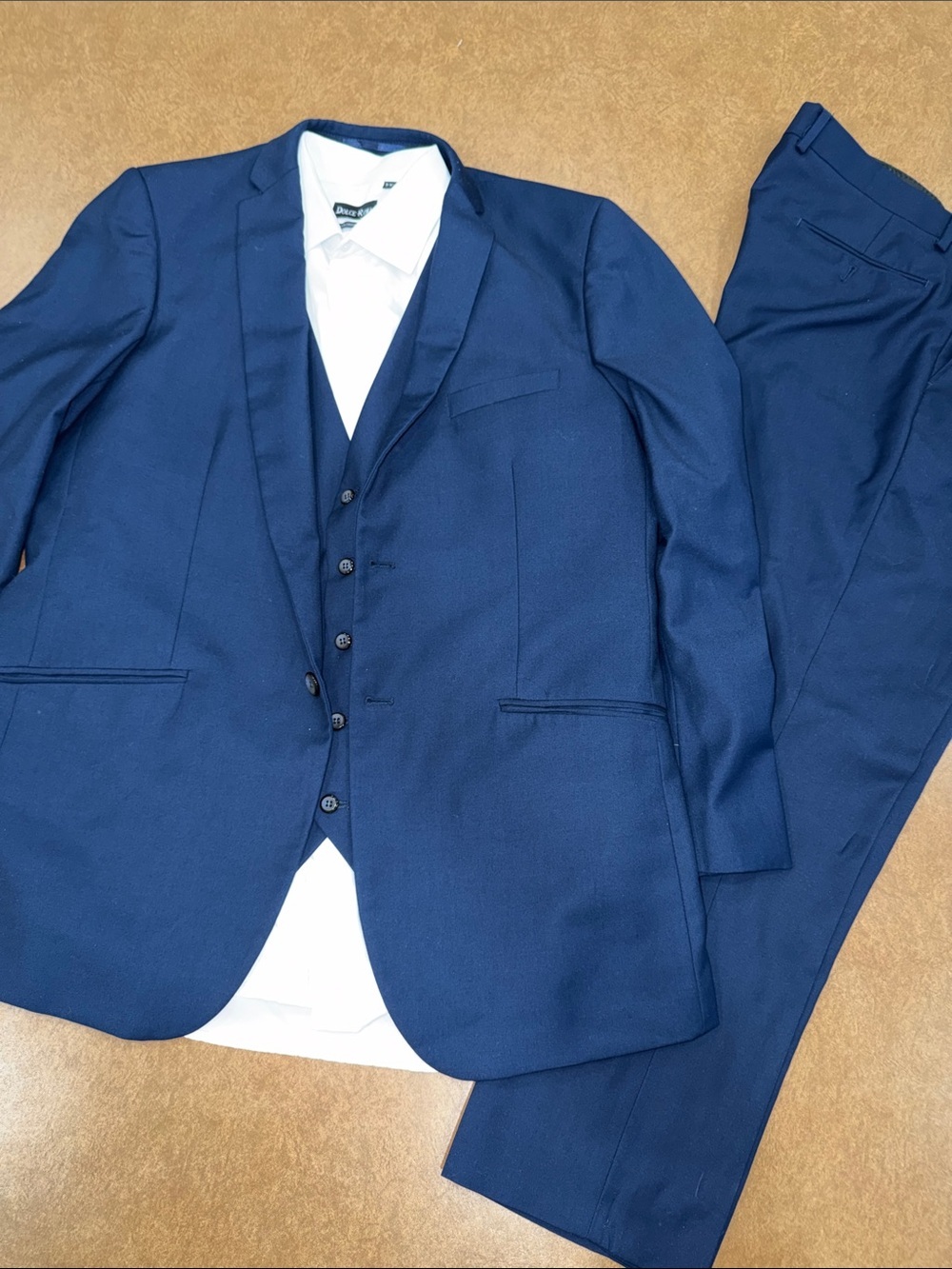 Men's Navy Three-Piece Suit with Single-Breasted Vest - Unbranded *see ALL pics